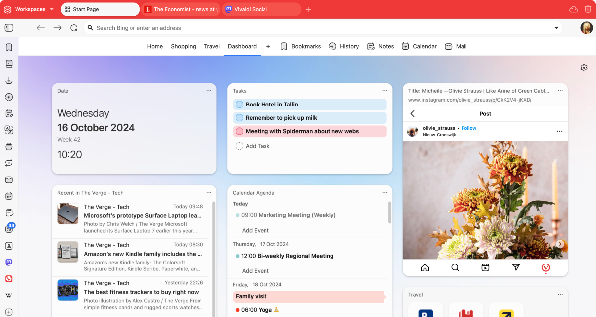 Vivaldi browser screenshot