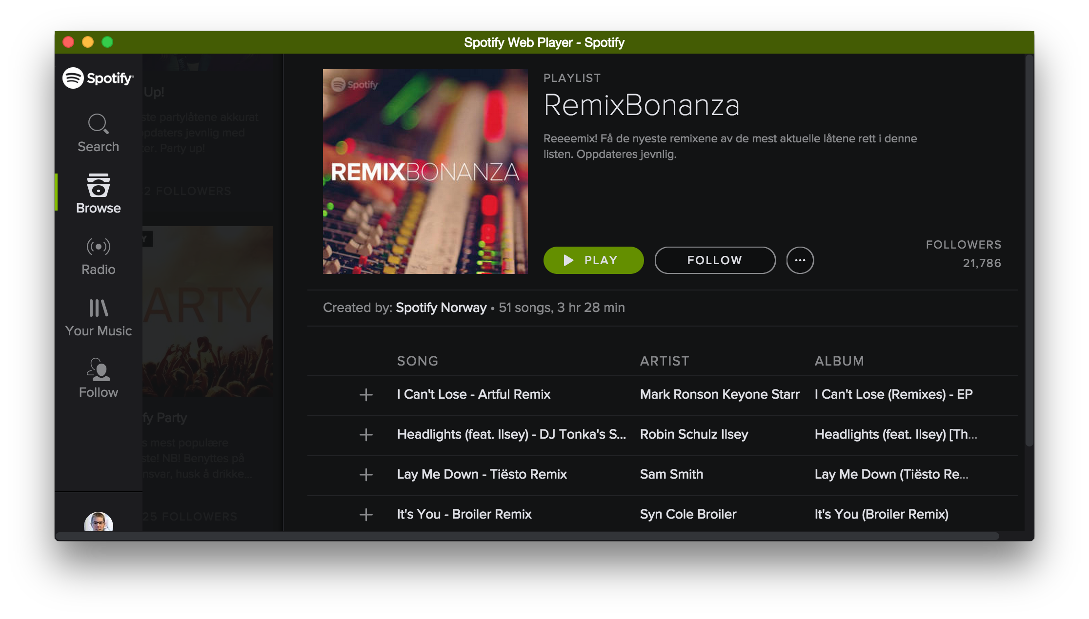 Spotify in Vivaldi with Chromeless UI