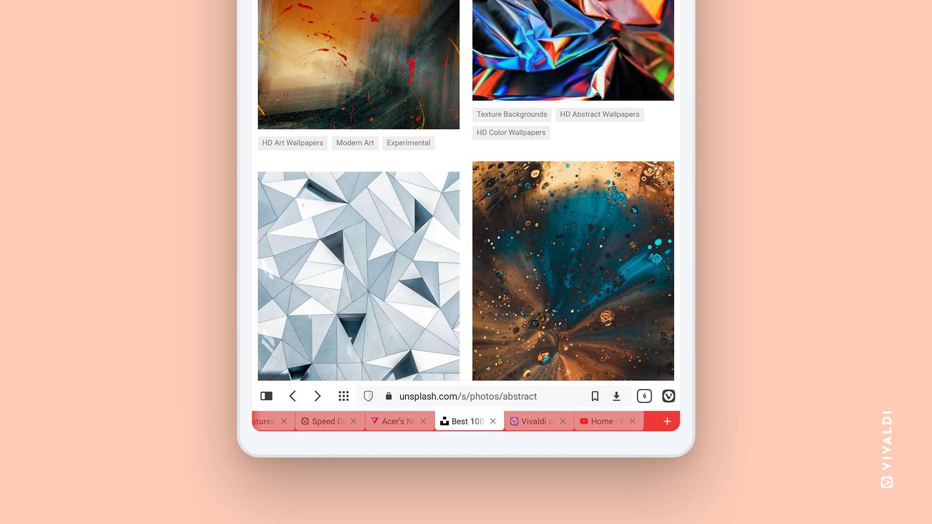 Best Android tablet browser: Vivaldi bottom Tab Bar. 