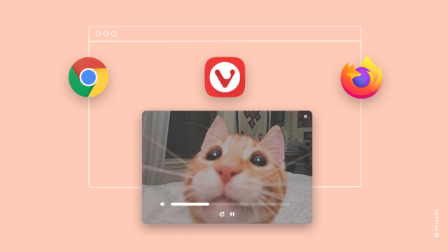 Picture in Picture mode Vivaldi vs Chrome vs Firefox logos