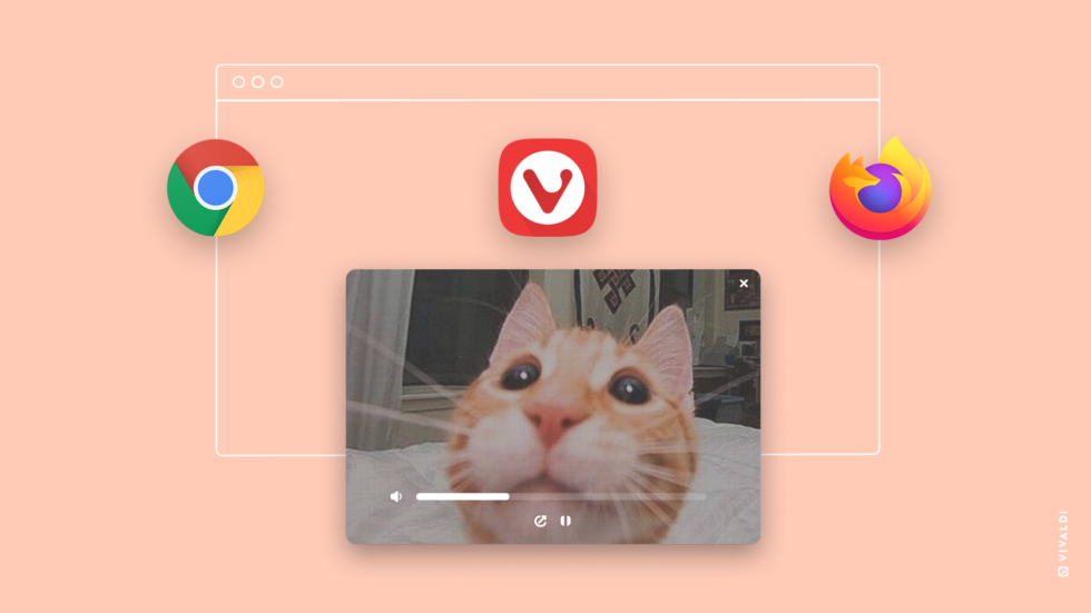 Picture in Picture mode Vivaldi vs Chrome vs Firefox logos