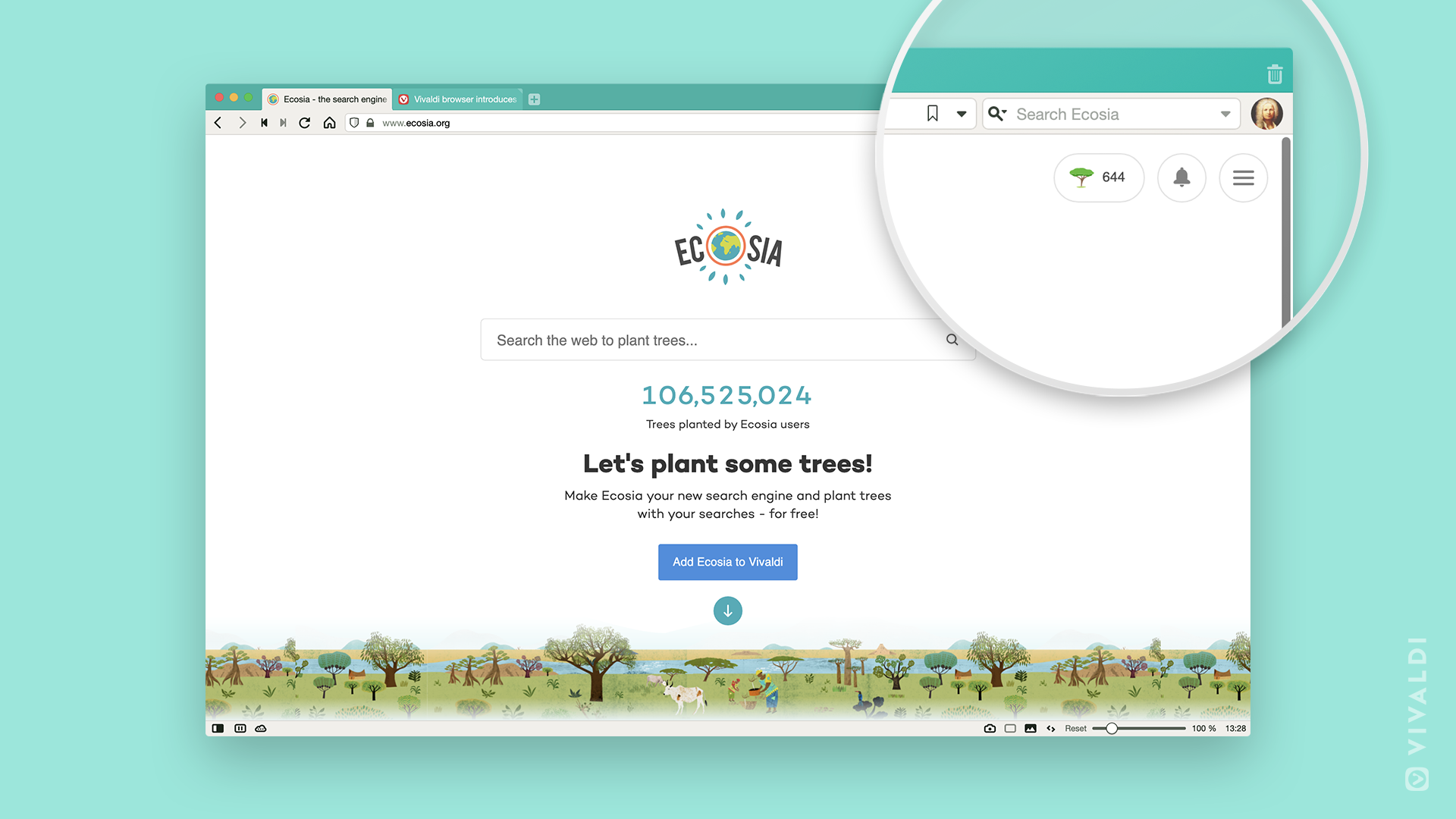 Ecosia is motivational as a work from home productivity tool