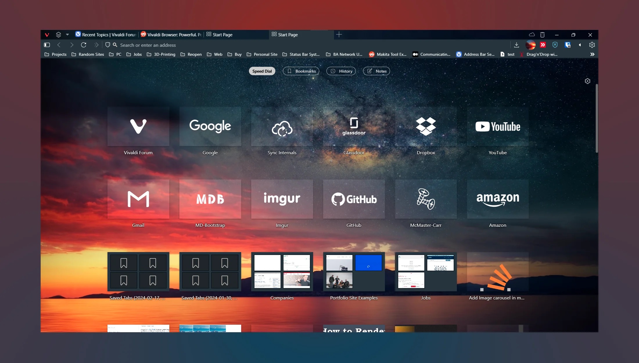 Custom setup of Vivaldi browser by a user on Reddit 