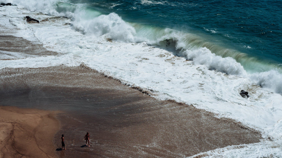 Waves crashing on a beach